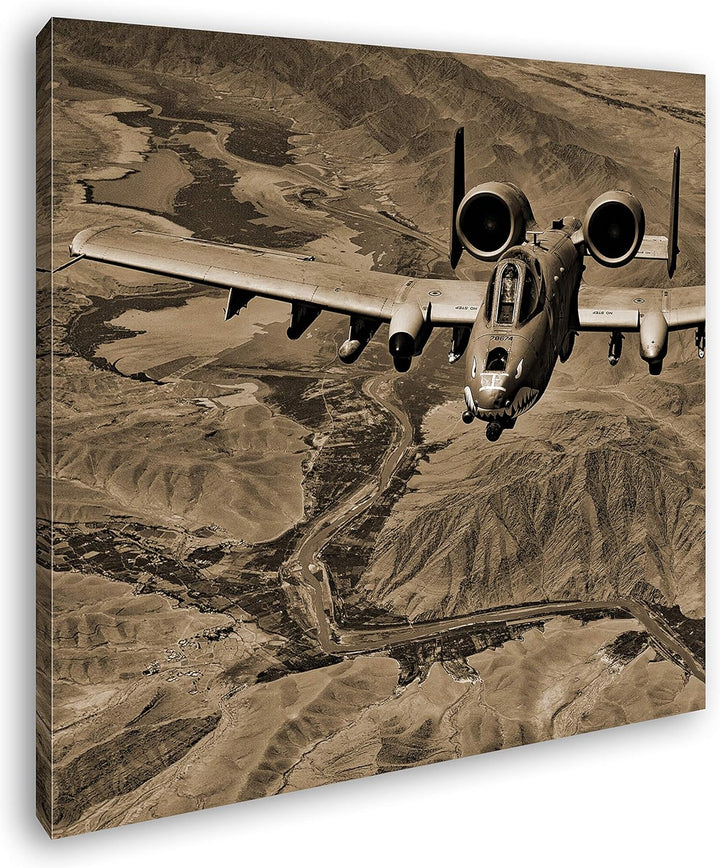 deyoli Atemberaubendes Militär Flugzeug Format: 70x70 Effekt: Sepia als Leinwandbild, Motiv auf Echt