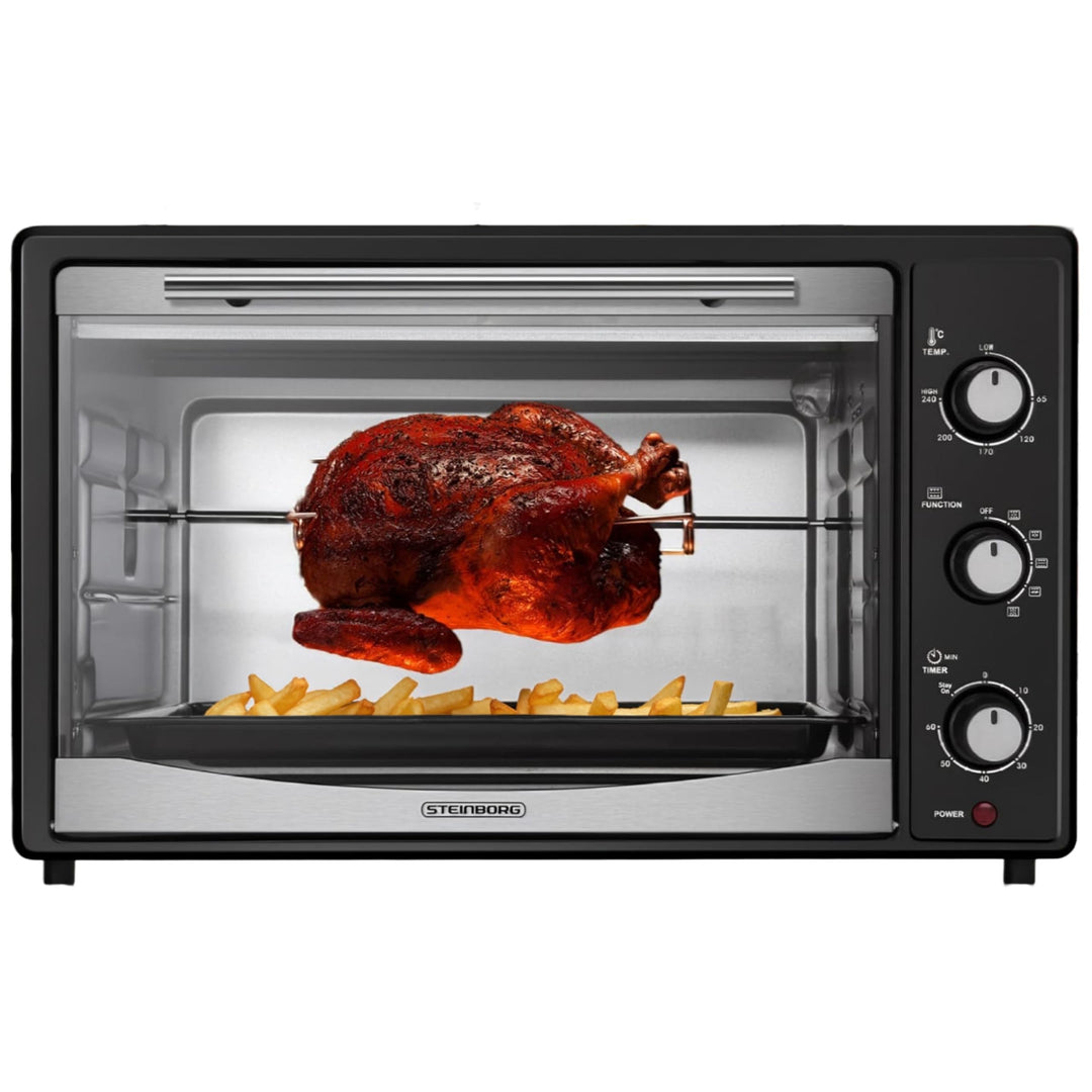 Steinborg® Mini Backofen 45 Liter mit Umluft & Drehspiess Elektrischer Minibackofen – Umluftofen mit