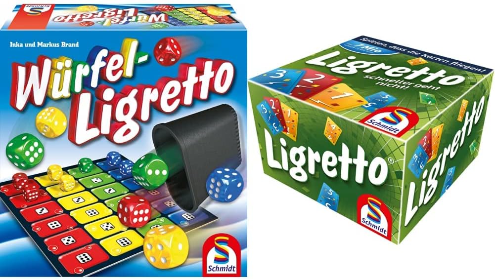 Schmidt Spiele 49611 Würfel Ligretto, Würfelspiel & 01201 - Ligretto grün, Kartenspiel Bundle mit Li