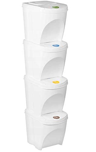 Mülleimer Abfalleimer Mülltrennsystem 100L - 4x25L Behälter Sorti Box Müllsortierer 3 Farben von rg-