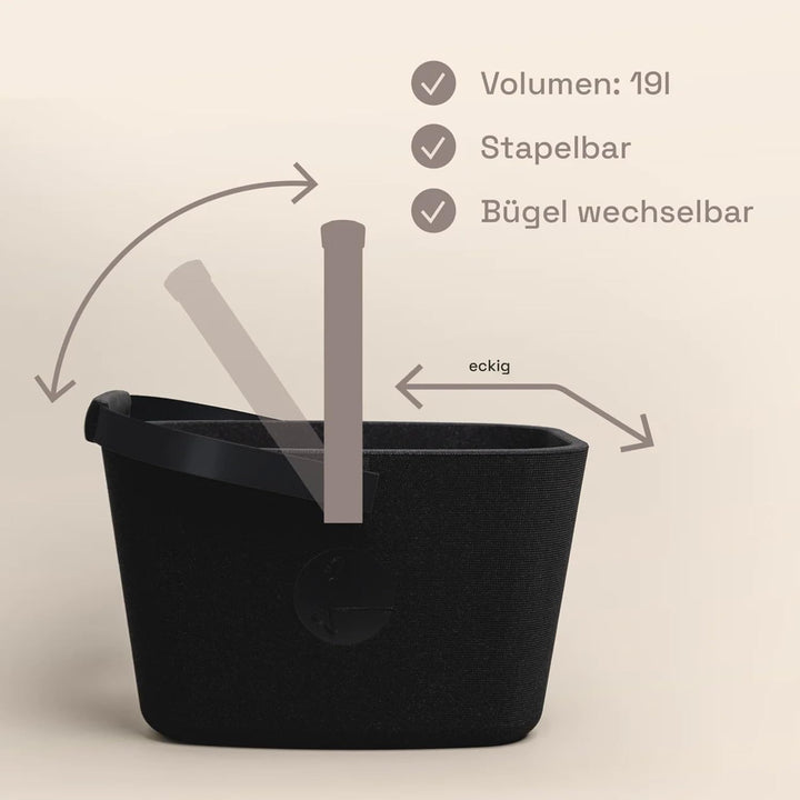 LIEBLINGSKORB Edge black schwarz - ultraleichter, kippsicherer & formstabiler Einkaufskorb - Made in