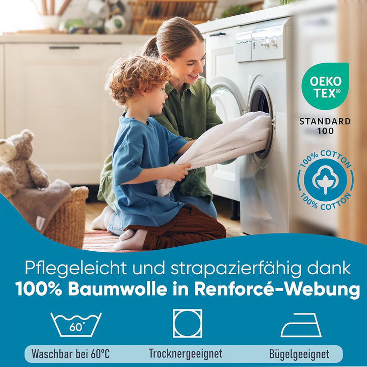 BELIKATO Kinderbettwäsche 100x135 aus 100% Baumwolle mit Dino-Motiven - Kinder- und Baby-Bettwäsche