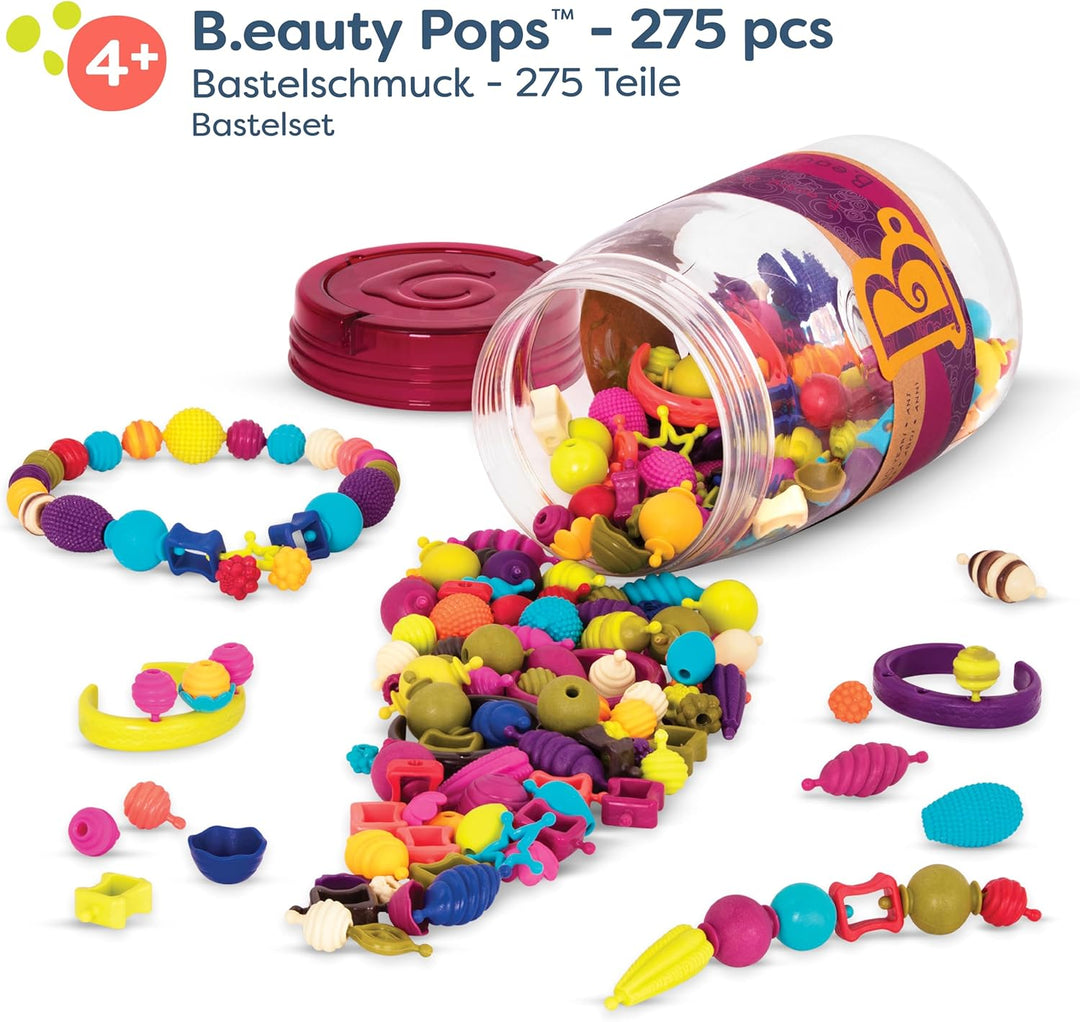 B. toys 275 Teile Bastelset Kinder Pop Arty – Schmuck Basteln, Bunte Perlen zum Zusammenstecken, Kin