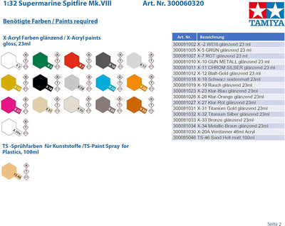 TAMIYA 60320 - 1:32 Supermarine Spitfire Mk.VIII, Modellbau, Plastik Bausatz, Basteln, Hobby, Kleben