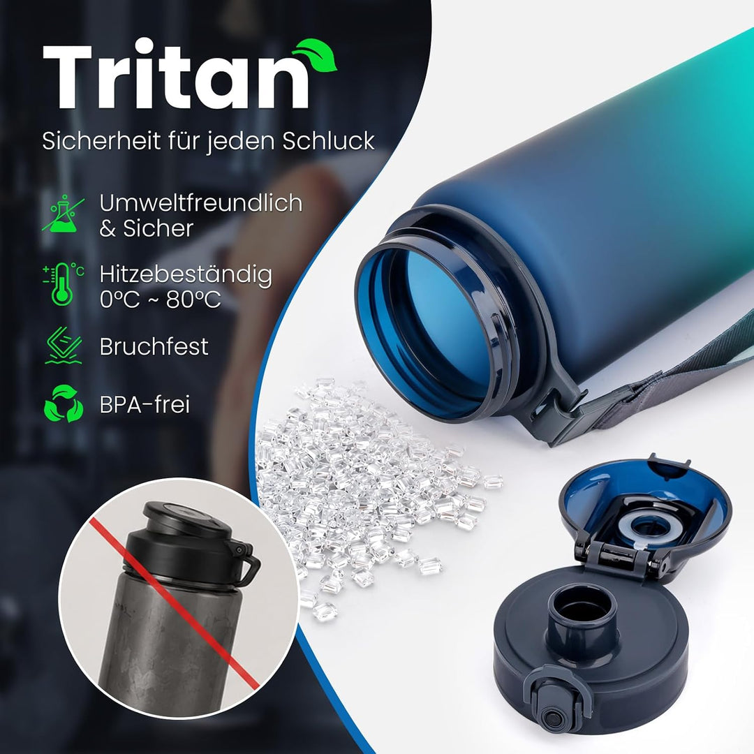 AOPREL Trinkflasche 650ML Mit Filter &amp; Zeitmarkierung, BPA-frei Tritan | Dichtung Auslaufsicher Wass