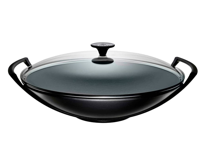 Le Creuset Gusseisen-Wok mit Glasdeckel, Ø 36 cm, 4,5 L, Schwarz Matt, 25304360000460, Schwarz Matt