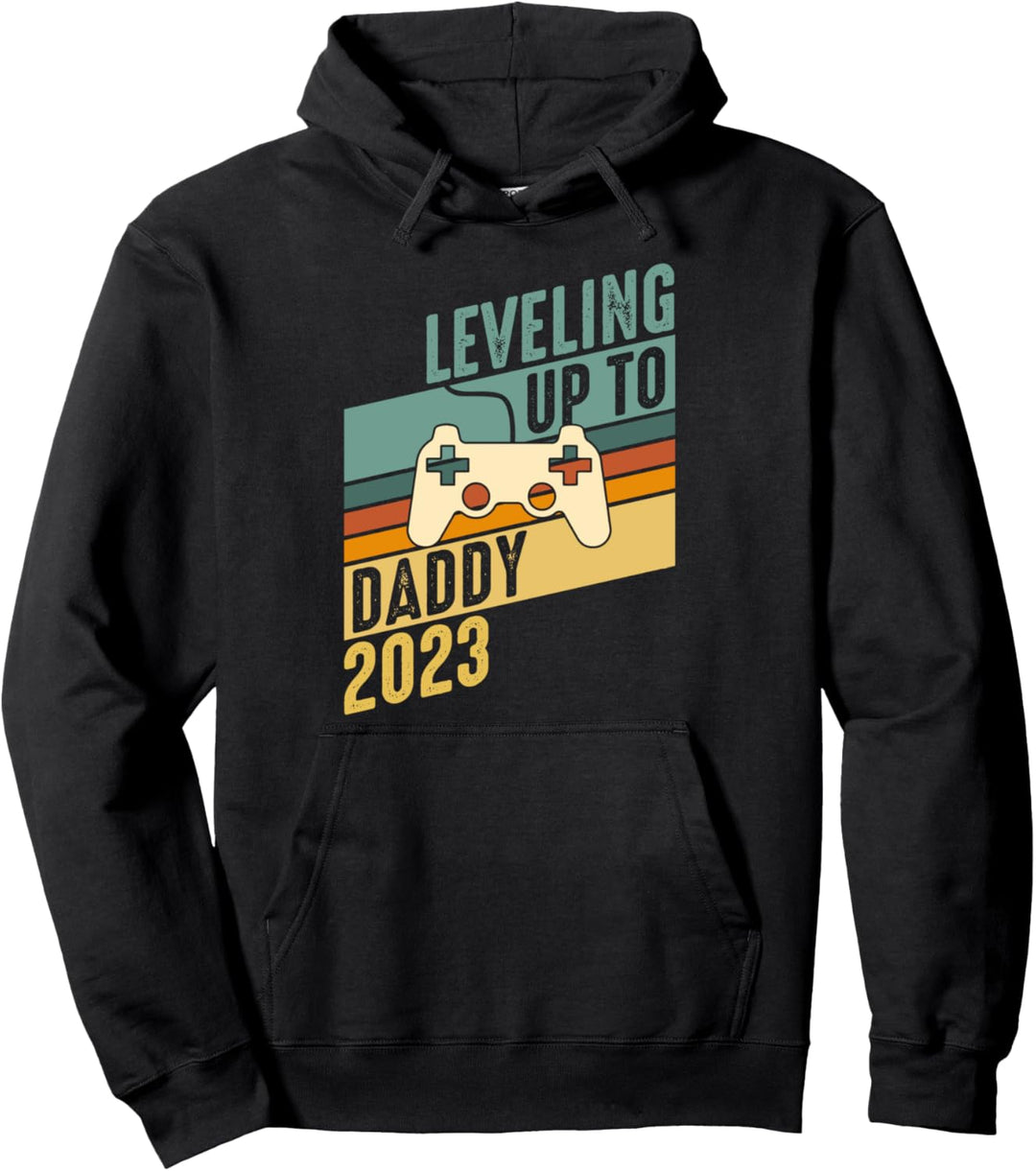 Mens Vintage Bald Papa - Leveling Up zum Papa 2023 Gamer Pullover Hoodie