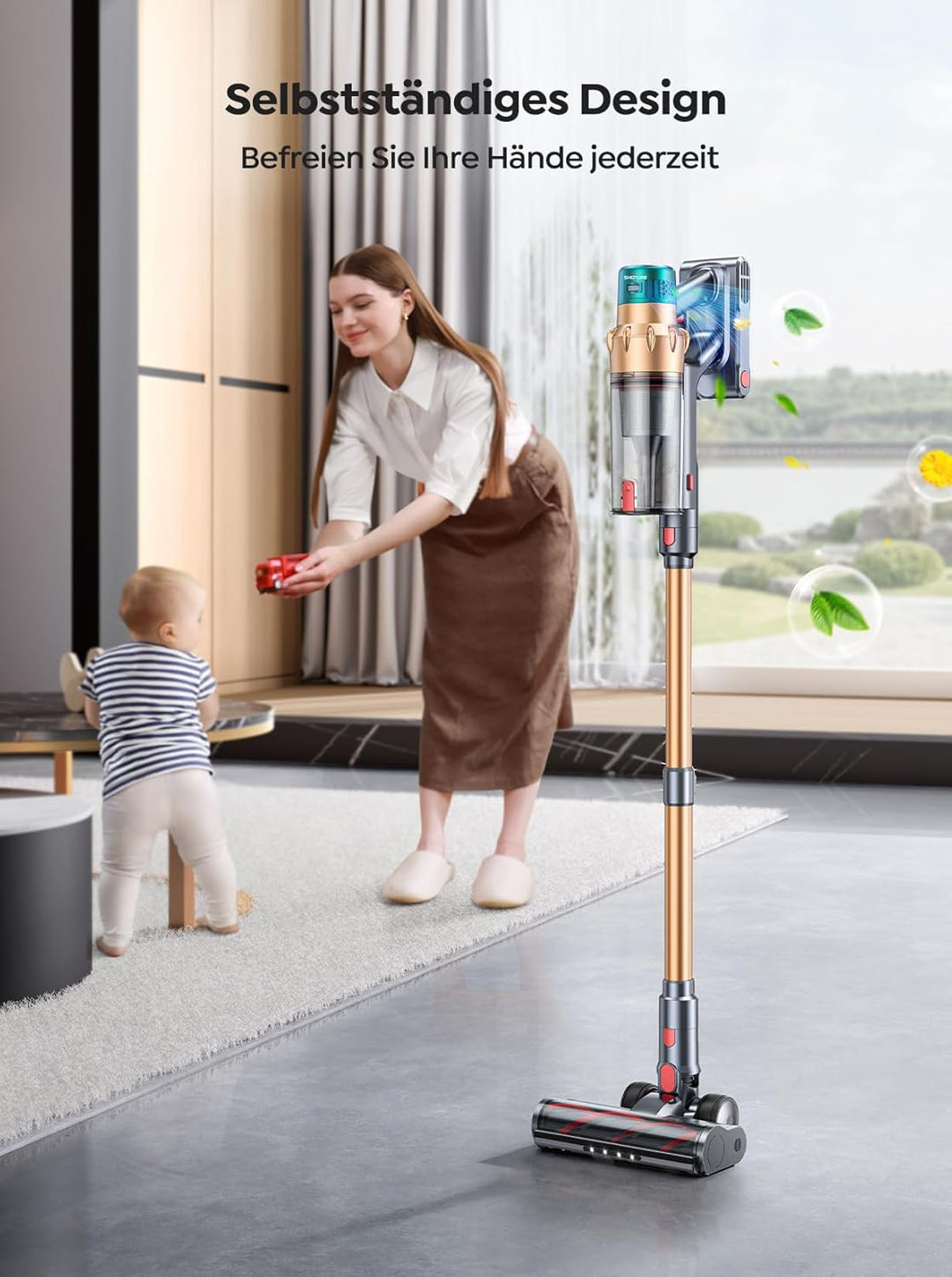 SMOTURE Akku Staubsauger VAC01, 600W 50.000 Pa 65 Min Laufzeit, für Tierhaare/Teppiche/Hartböden/Aut