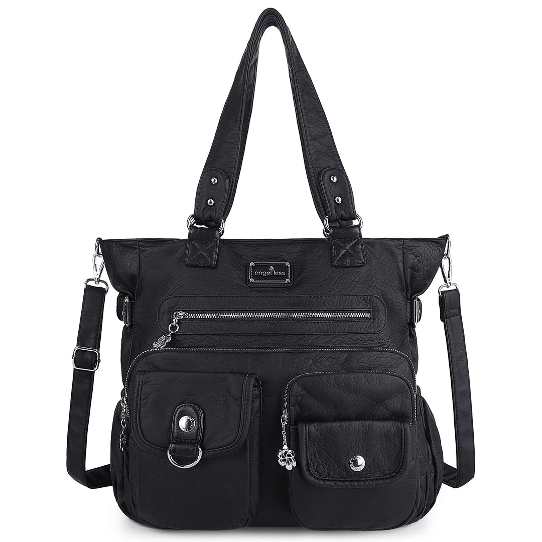 Angel Kiss Handtasche Damen Schultertasche Multifunktionale Umhängetaschen Gewaschenes Veganes Leder