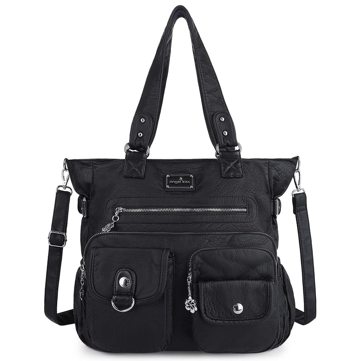Angel Kiss Handtasche Damen Schultertasche Multifunktionale Umhängetaschen Gewaschenes Veganes Leder