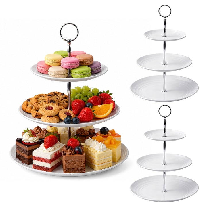 3 Stück Etagere 3 Etagen, Ø 25/20/15 cm Transparentes 3 etagen Kuchenständer, Elegante Etagere für D
