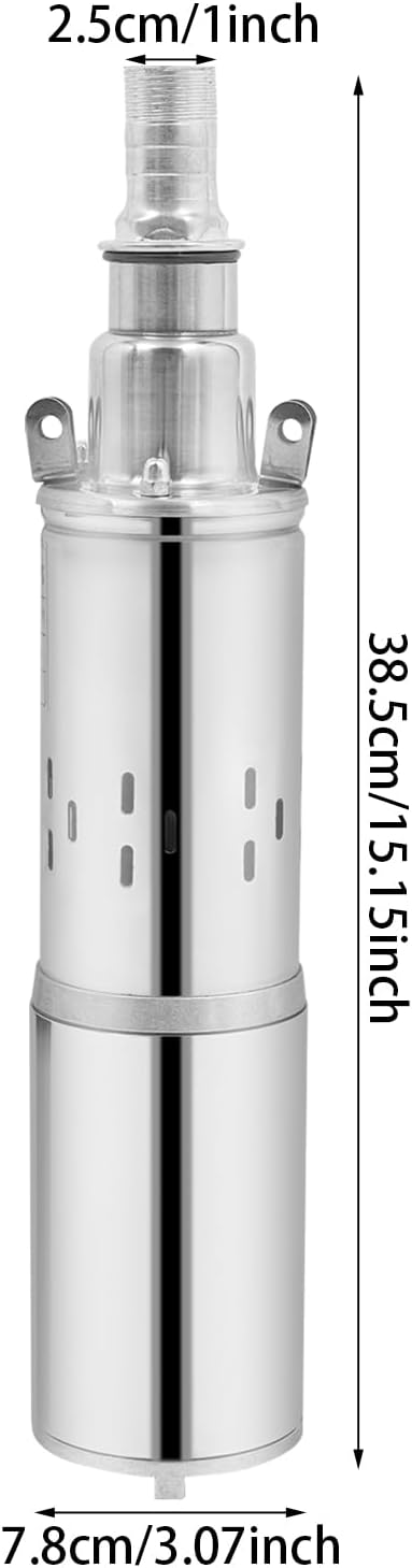 12V/24V Edelstahl Solar-Tauchpump Leise Tiefbrunnenpumpe 25L/min max. Förderhöhe 30m,Ø78mm Sandvertr