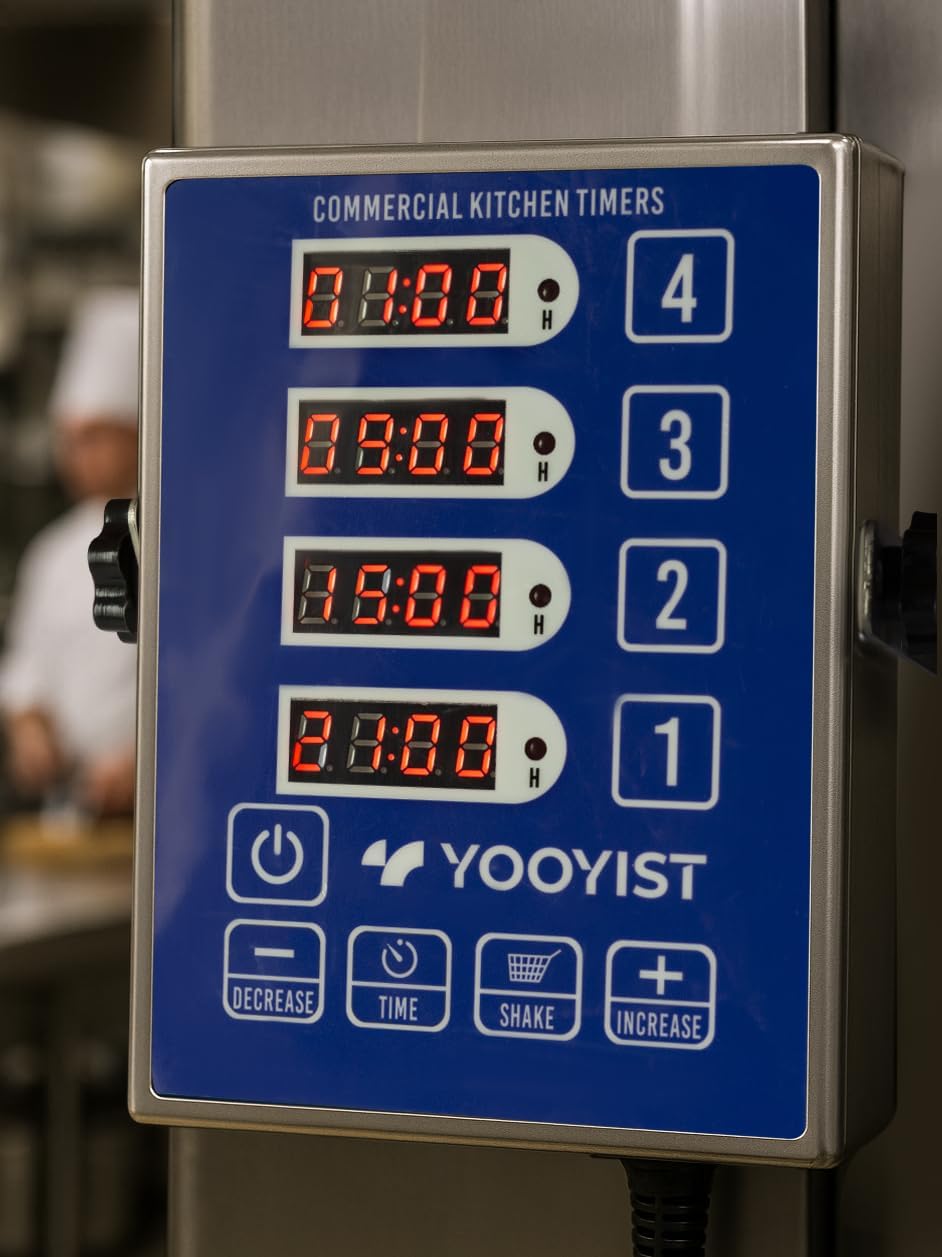 YOOYIST Kommerzieller 4-Kanal-Küchentimer Restaurant-Timer lauter Alarm Kocherinnerung Edelstahl für