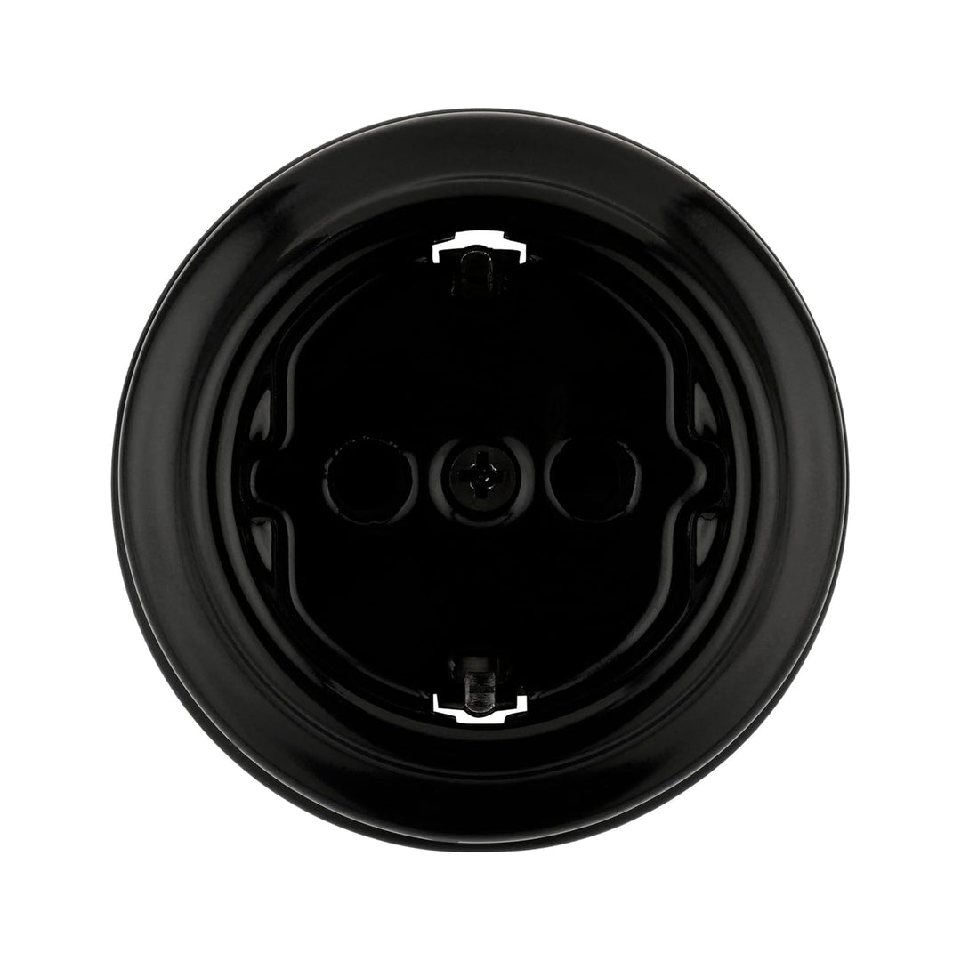 Aufputz Porzellan Retro Steckdose, All-in-One, Serie QR1 schwarz