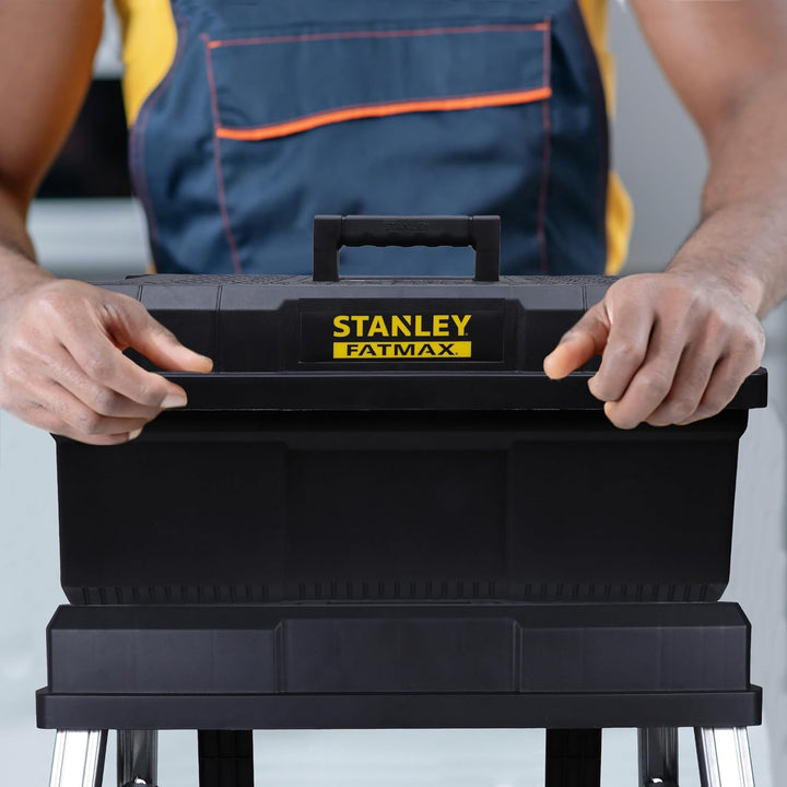 STANLEY Tools FatMax Werkzeugtrage mit Tritt (innovatives 3-in-1 Design: Aufbewahrung, Tritt und erh