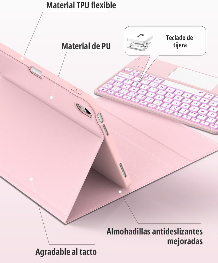 CACOE Hülle Tastatur Kompatibel mit iPad 10 Generation 10.9 Zoll 2022 A2757/A2777 mit Touchpad, 7-Fa