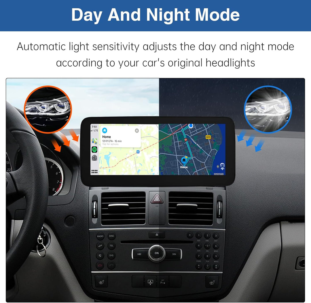 Road Top 12,3 Zoll Ultra-schmal Autoradio Touchscreen Drahtlos CarPlay Android Auto für Mercedes Ben