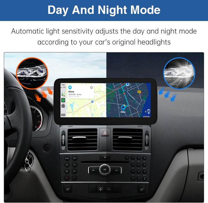 Road Top 12,3 Zoll Ultra-schmal Autoradio Touchscreen Drahtlos CarPlay Android Auto für Mercedes Ben