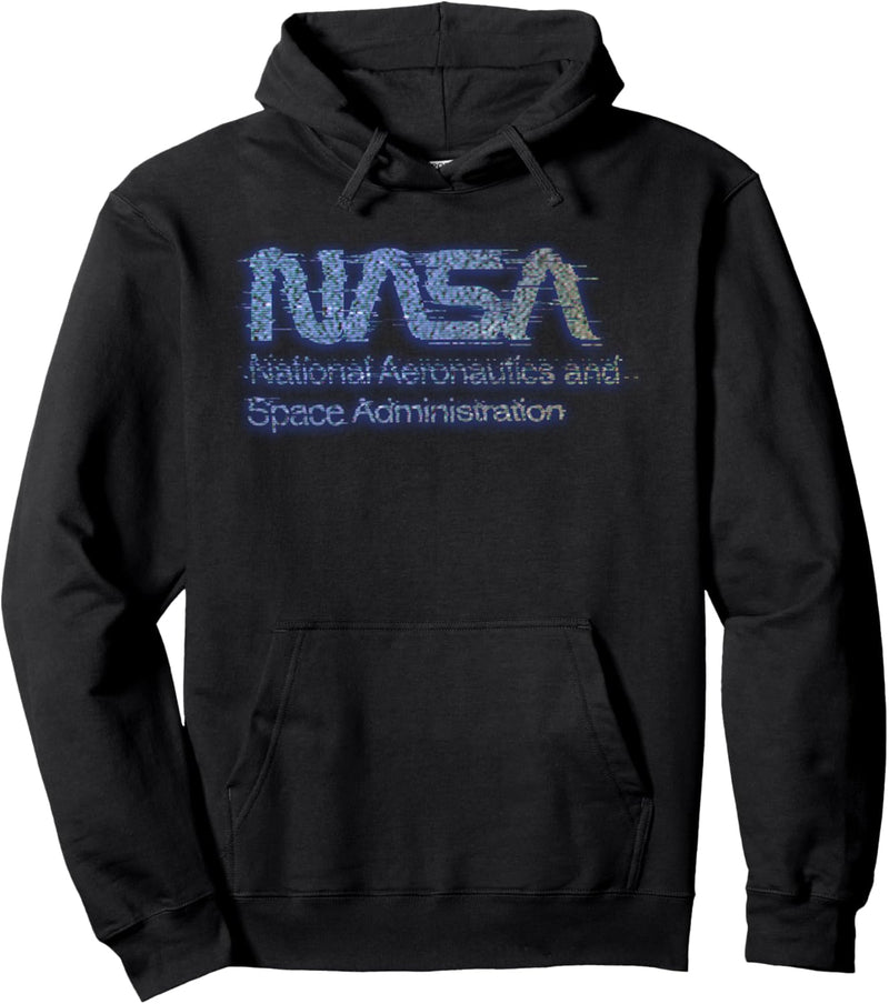 NASA Distorted Computer Text Logo Pullover Hoodie