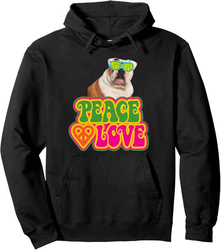 Peace Heart Love Dog French Bulldog 2 Pullover Hoodie