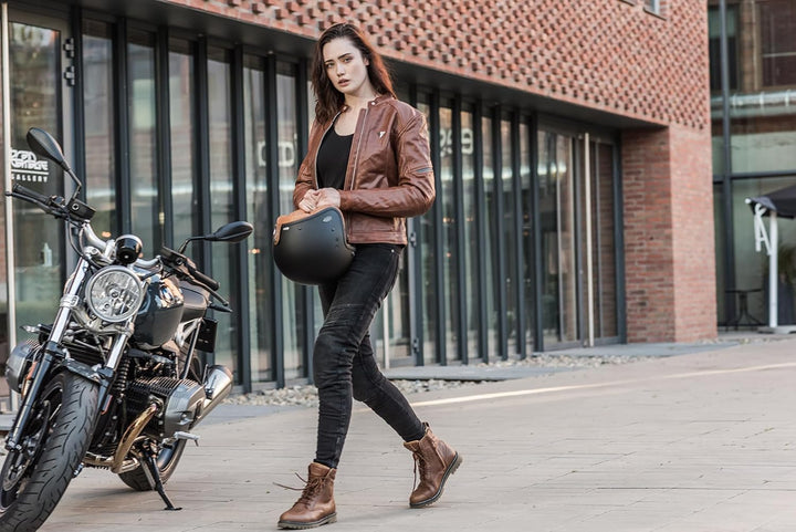 SHIMA THOMSON Motorradsteifel Herren - Verstärkte Leder Motorradschuhe mit Seitlichem Reissverschlus