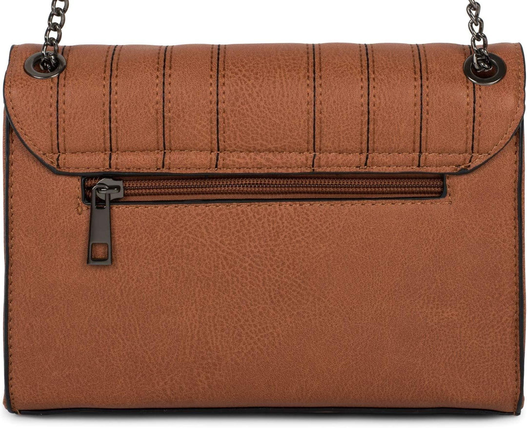 styleBREAKER Damen Umhängetasche mit Ziernähten und Kette, Schultertasche, Handtasche, Tasche 020123