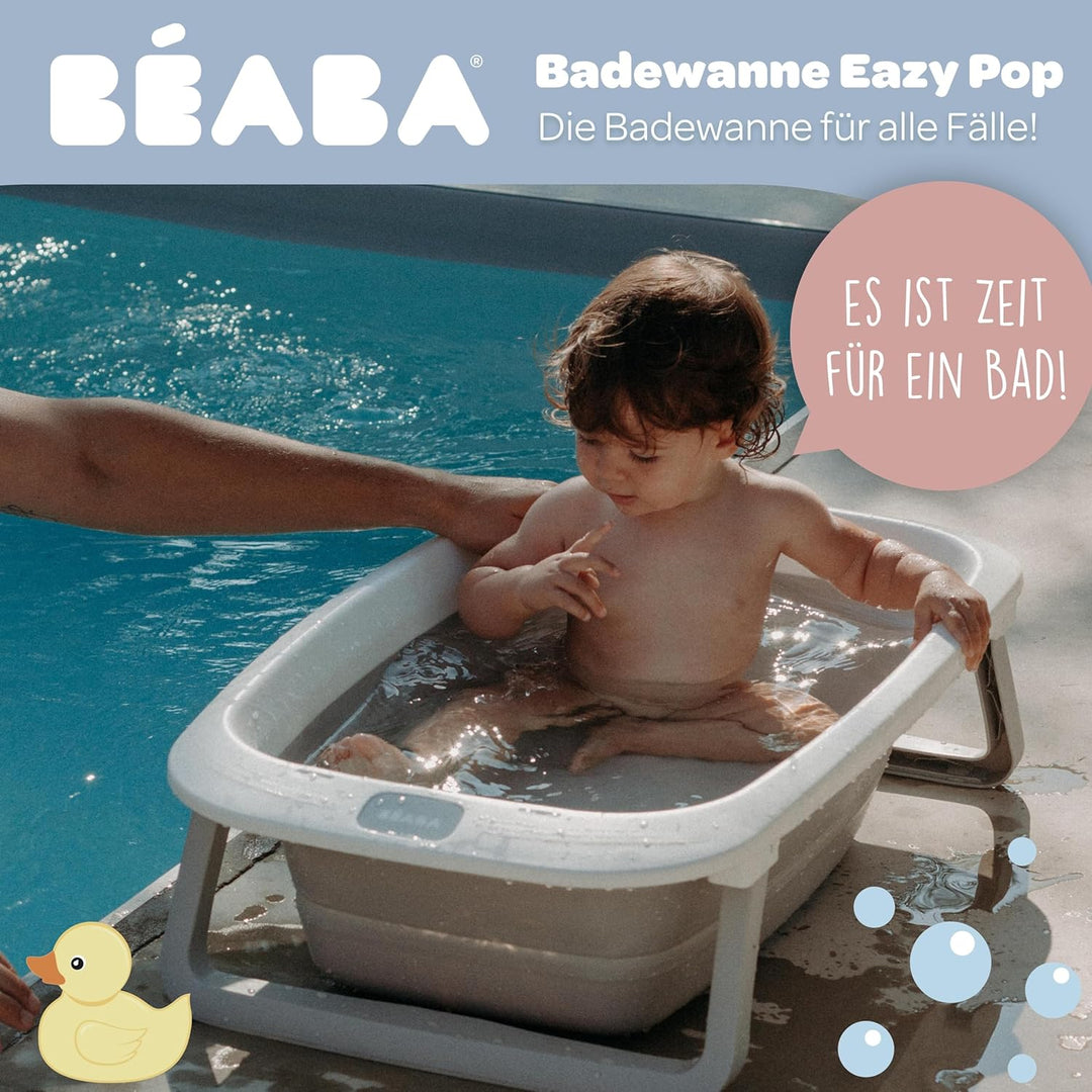 BÉABA, Faltbare Babybadewanne, Ultrakompakt, Rutschfeste Füsse, Trendiges Design, Abflussstopfen, Pr