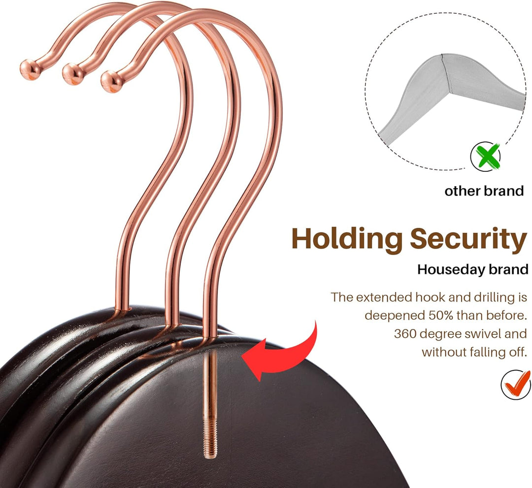 HOUSE DAY Kleiderbügel Holz, 20er Holz Bügel, Kleiderbügel braun für Anzüge, 360° drehbarer Haken in