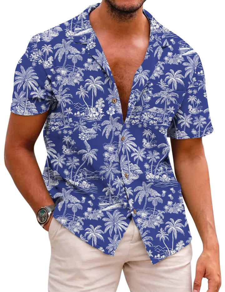 COOFANDY Leinenhemd Herren Hemd Sommer Kurzarm Herrenhemd Freizeit Sommer Hemden Einfarbig Basic Bea