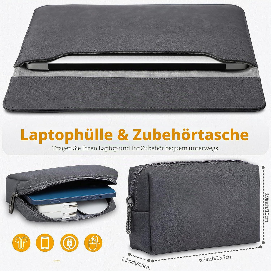 HYZUO 13 Zoll Wildleder Laptop Hülle für MacBook Air 13,6/13 M4 M3 M2 M1 2025-2018, MacBook Pro 13 M