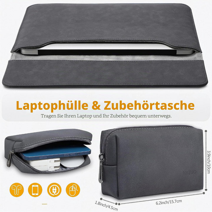 HYZUO 13 Zoll Wildleder Laptop Hülle für MacBook Air 13,6/13 M4 M3 M2 M1 2025-2018, MacBook Pro 13 M