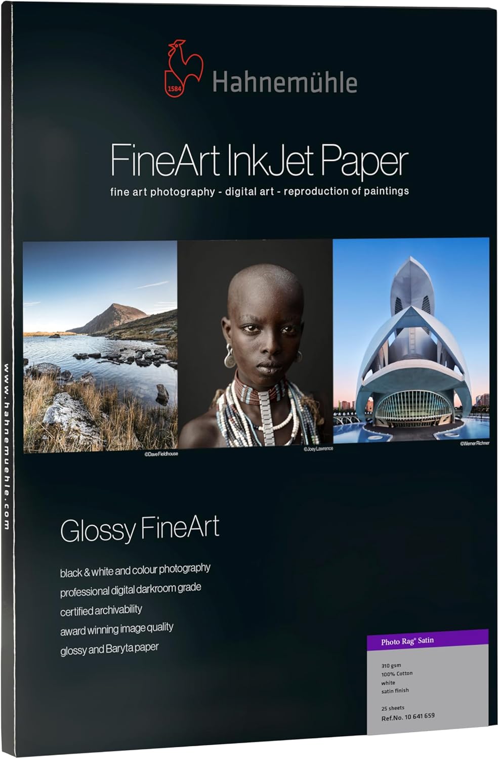 Hahnemühle 10641659 Digital FineArt Photo Rag Satin Papier, 310 g/m², DIN A4, 210 x 297 mm, weiss, 2