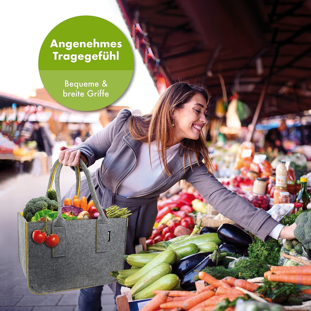 Filztasche - praktische Einkaufstasche - modische Shopping Bag - Einkaufskorb aus Filz - faltbare Tr