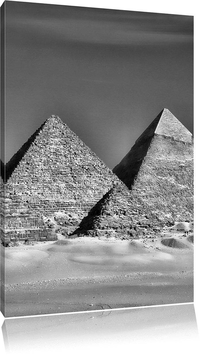 Pixxprint Monocrome, Beeindruckenden Pyramiden von Gizeh, Format: 100x70 auf Leinwand, XXL riesige B