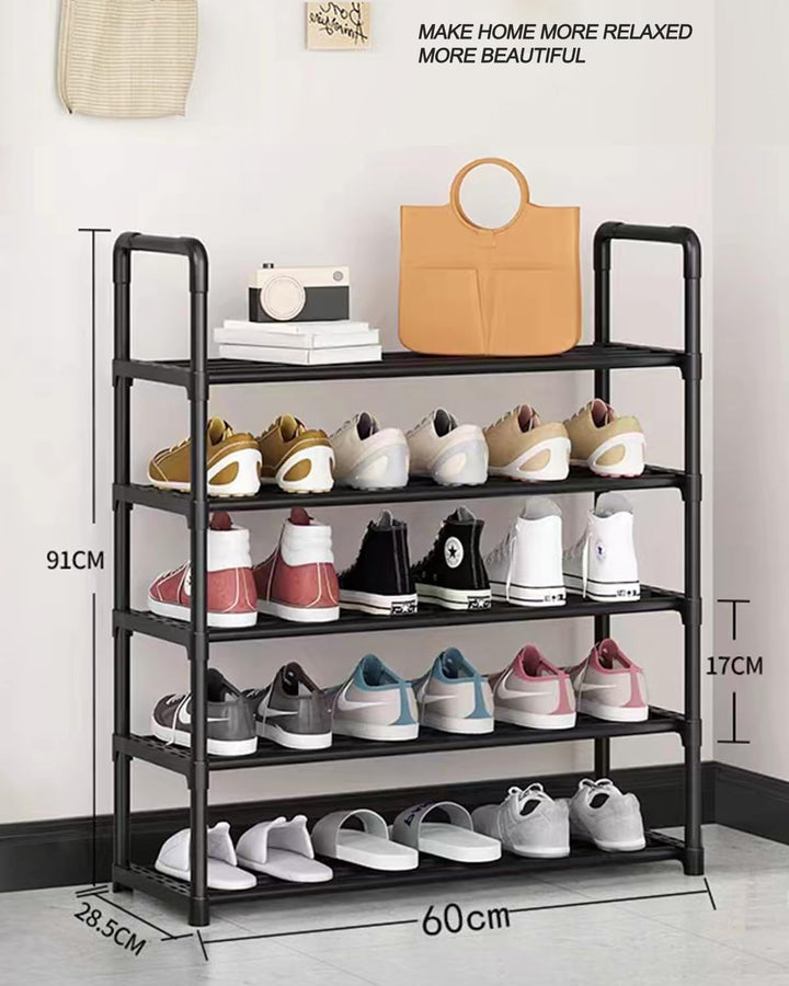 Schuhregal mit 5 Ebenen, Schuhständer aus Metall, Schuhaufbewahrung, Schuh-Organizer für 12 Paar,sta
