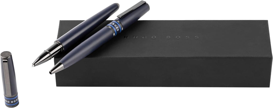 Hugo Boss Stifte-SetKugelschreiber und Tintenroller Illusion Gear Blue in der Geschenkbox, HPBR212L
