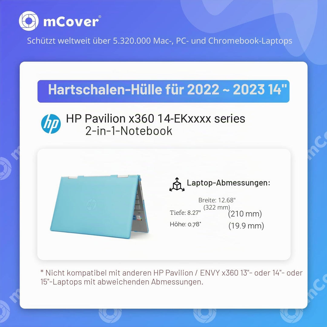 mCover Nur kompatibel mit 2022 ~ 2023 14 Zoll HP Pavilion X360 14-EKxxxx Serie 2-in-1 Cabrio Laptop