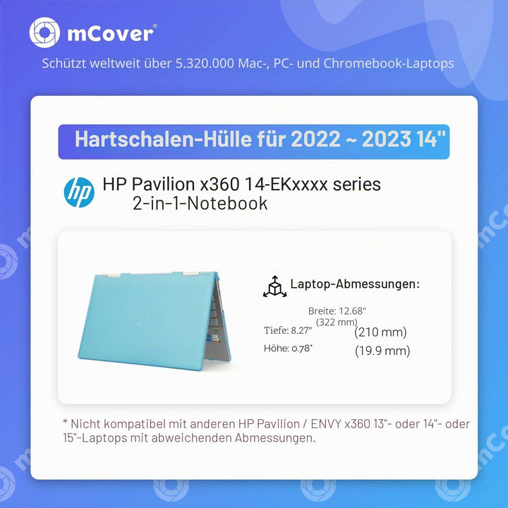 mCover Nur kompatibel mit 2022 ~ 2023 14 Zoll HP Pavilion X360 14-EKxxxx Serie 2-in-1 Cabrio Laptop