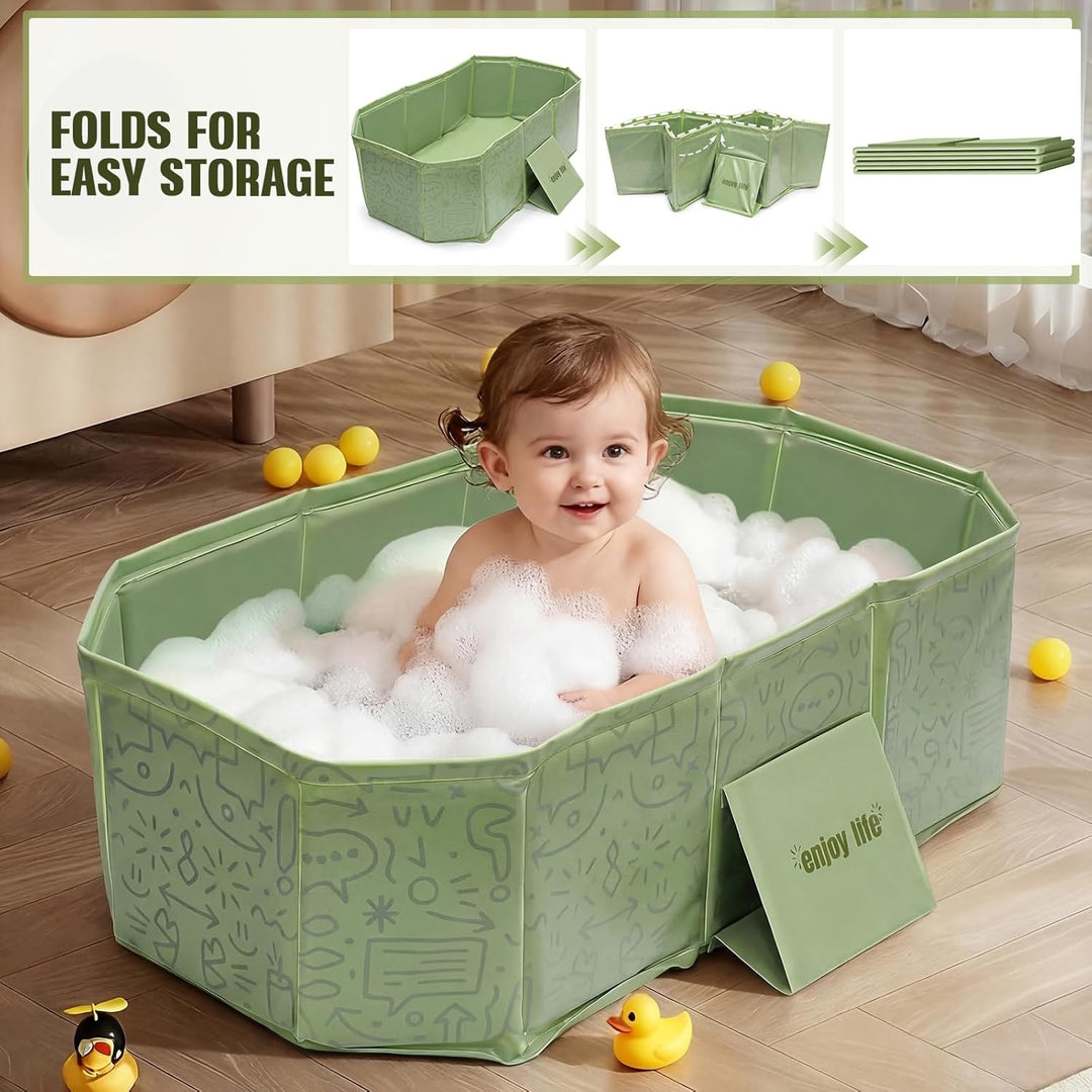Faltbare Babybadewanne mit Ablaufstopfen, 75 × 45 cm – Platzsparende, rutschfeste Badewanne für Neug
