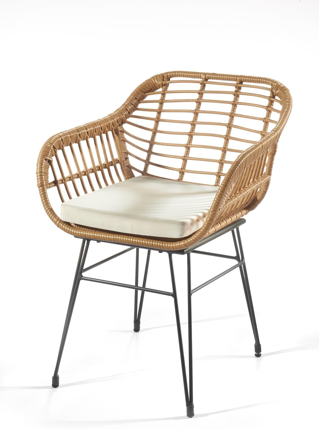 Kobolo Esszimmerstuhl Stuhl Gartensessel Gartenstuhl im Retro-Look inkl Kissen