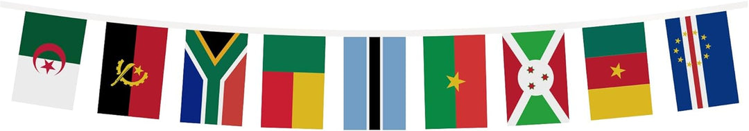 AZ FLAG FAHNENKETTE 54 LÄNDER Afrika 16 Meter mit 54 flaggen 21x14cm- AFRKANISCHE Girlande Flaggenke