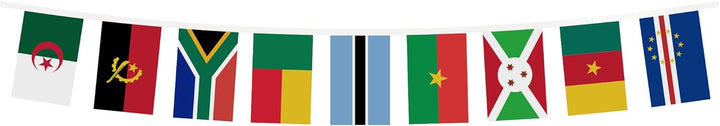 AZ FLAG FAHNENKETTE 54 LÄNDER Afrika 16 Meter mit 54 flaggen 21x14cm- AFRKANISCHE Girlande Flaggenke