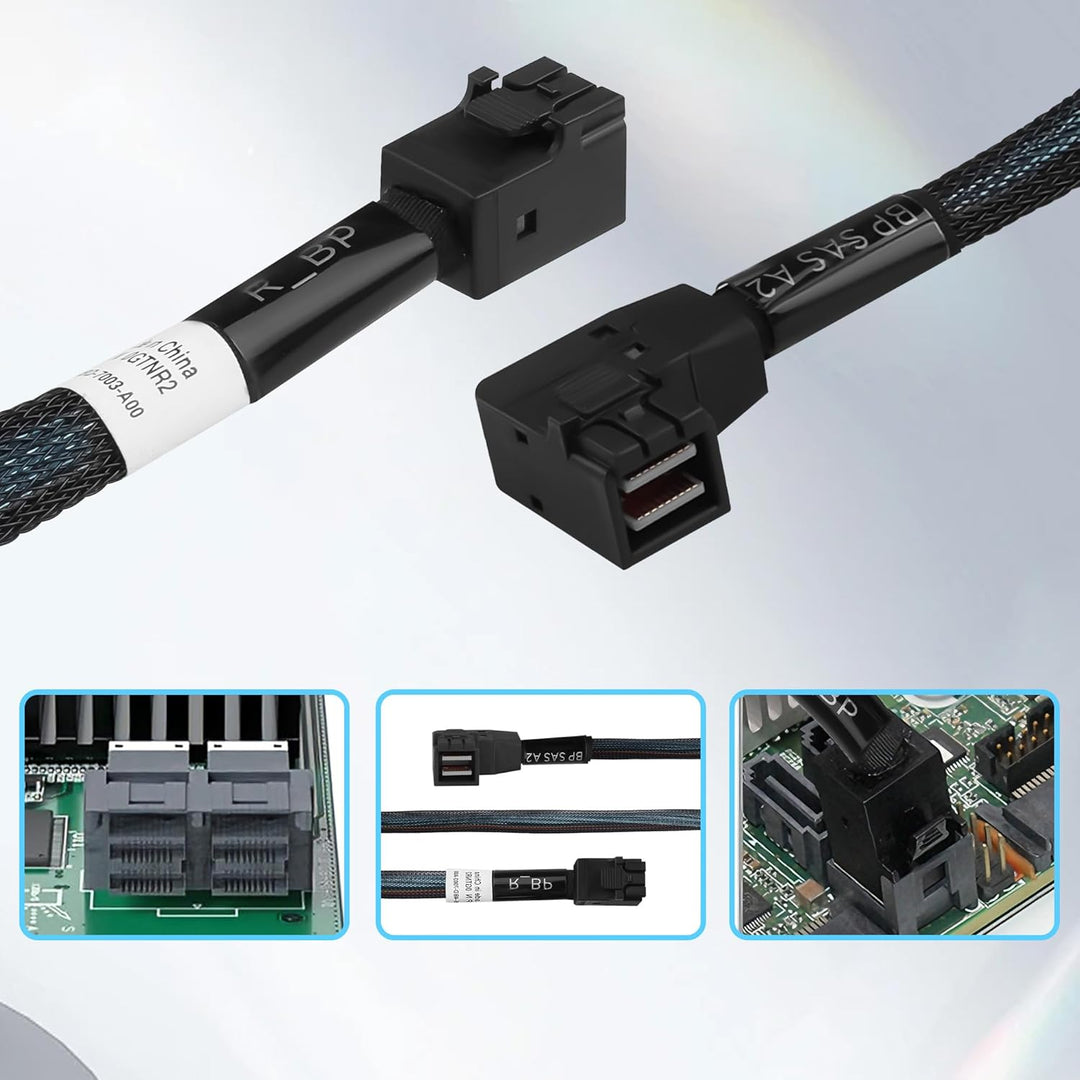 MINI SAS HD SFF-8643 Kabel 45cm, gerade bis 90 Grad Winkel, Server Internes Kabel mit geflochtenem M