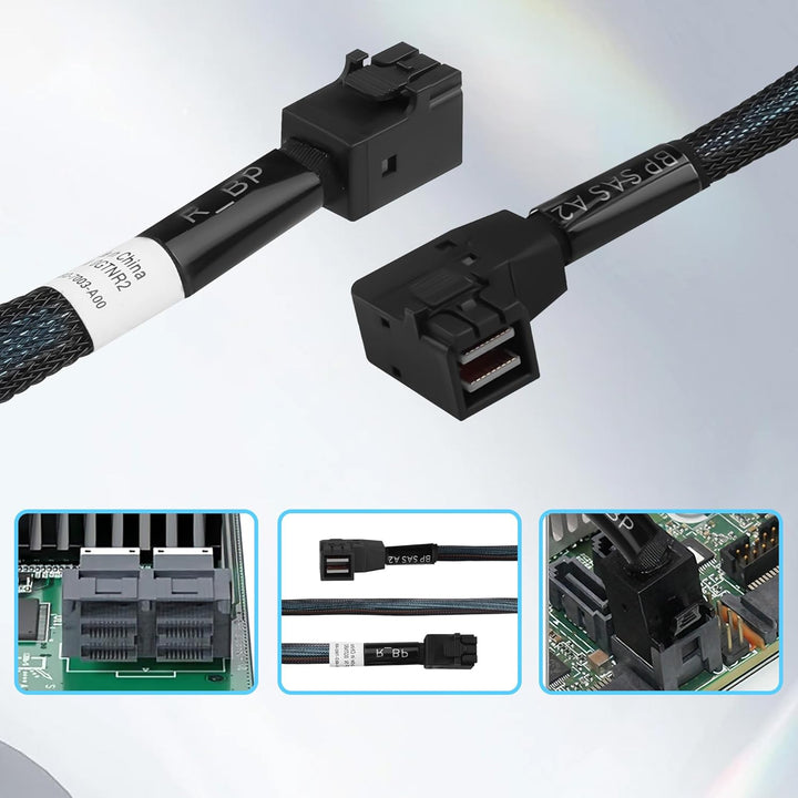 MINI SAS HD SFF-8643 Kabel 45cm, gerade bis 90 Grad Winkel, Server Internes Kabel mit geflochtenem M