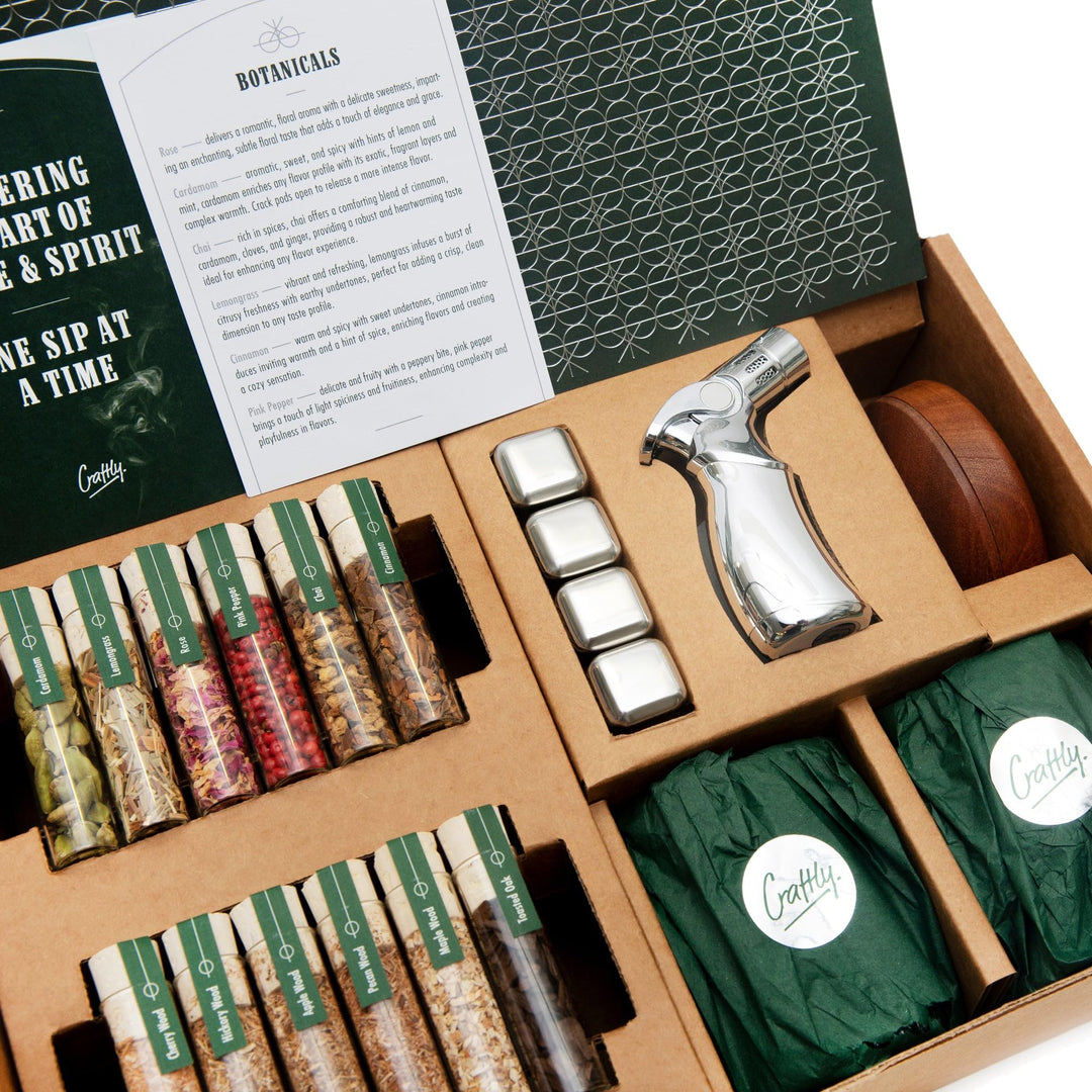 DIY Whiskey & Cocktail Smoker Kit - Premium Wood & Botanical Smoking Kit - Includes 6 Wood Chips, 6