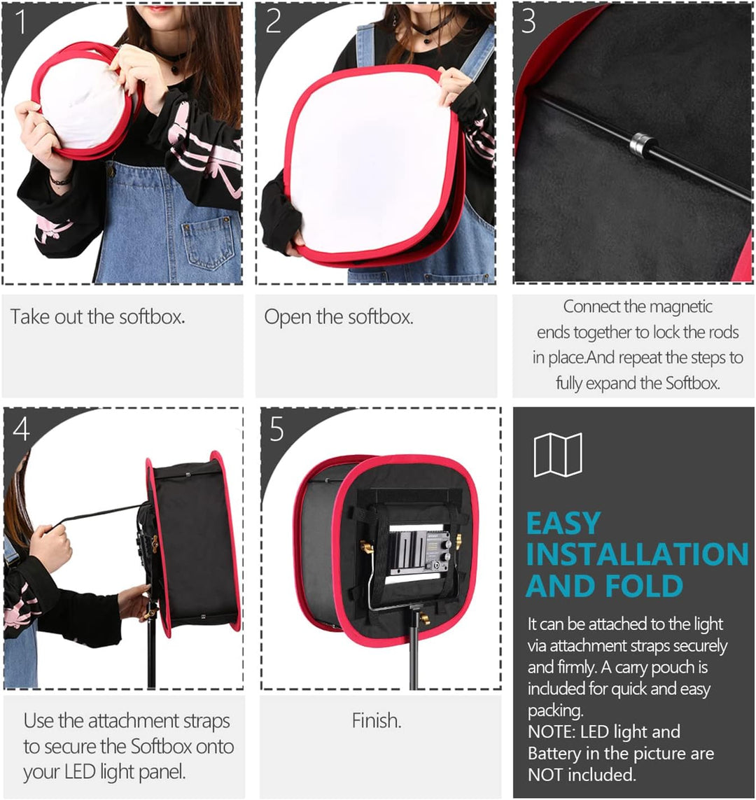 Neewer Softbox Softbox, faltbar, mit Gurt, Gitter und Tragetasche, kompatibel mit Neewer 480/660/530