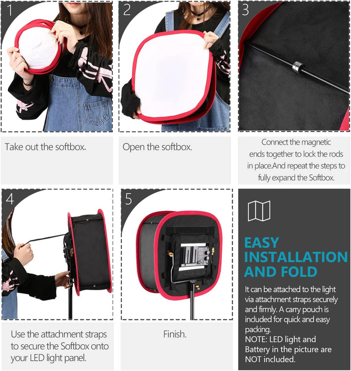 Neewer Softbox Softbox, faltbar, mit Gurt, Gitter und Tragetasche, kompatibel mit Neewer 480/660/530