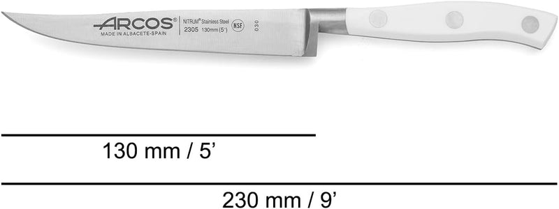 Arcos Serie Riviera Blanc - Steakmesser - Klinge aus Nitrum geschmiedetem Edelstahl 130 mm - HandGri