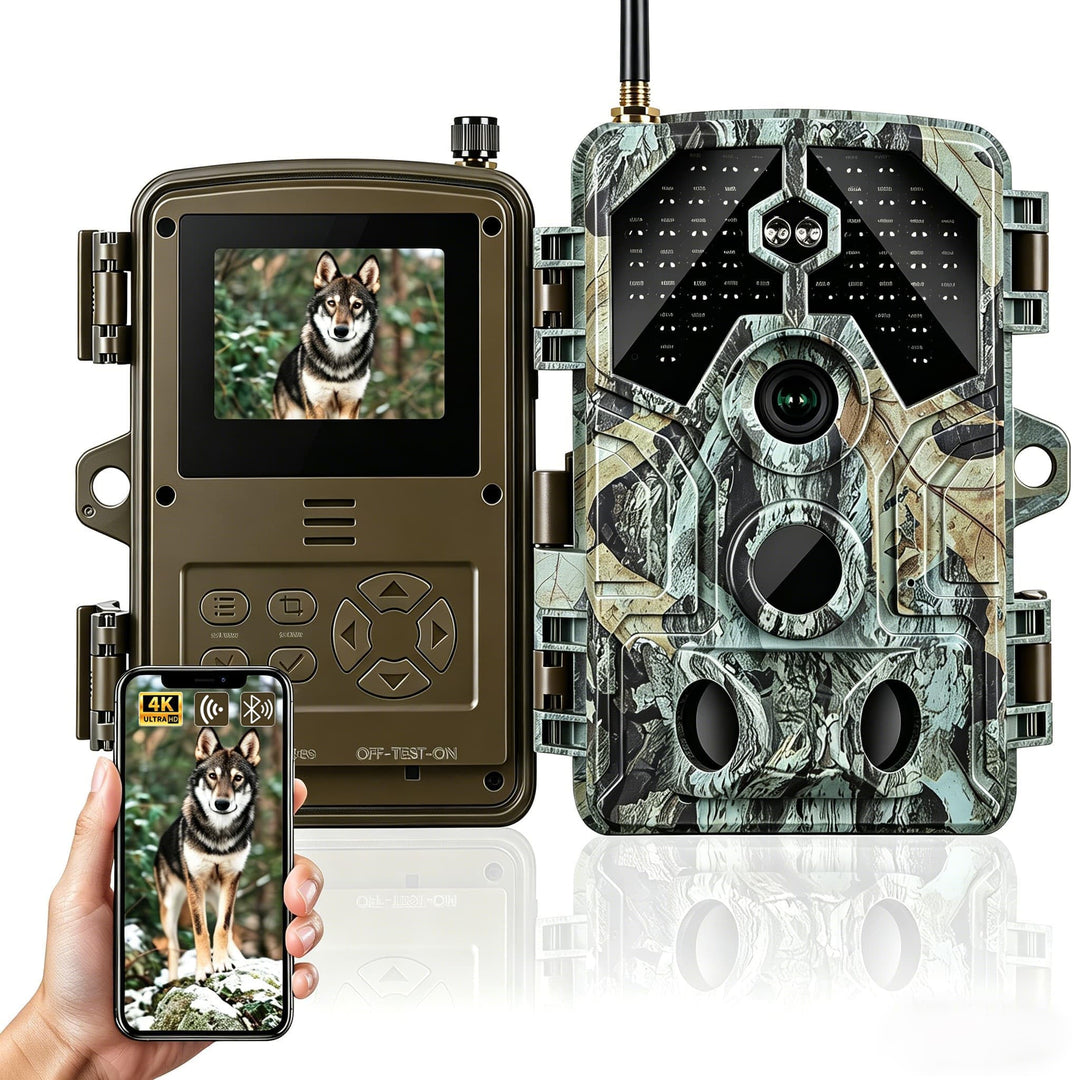 Wildkamera mit Handyübertragung App – 4K Video & 64MP Fotos – WLAN & Bluetooth – Wildtierkamera mit