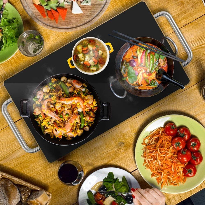 NutriChef Warmhalteplatte Elektrisch – 50,8 x 30,5 cm Glas-Kochplatte mit Griffen für Speisen, Für B